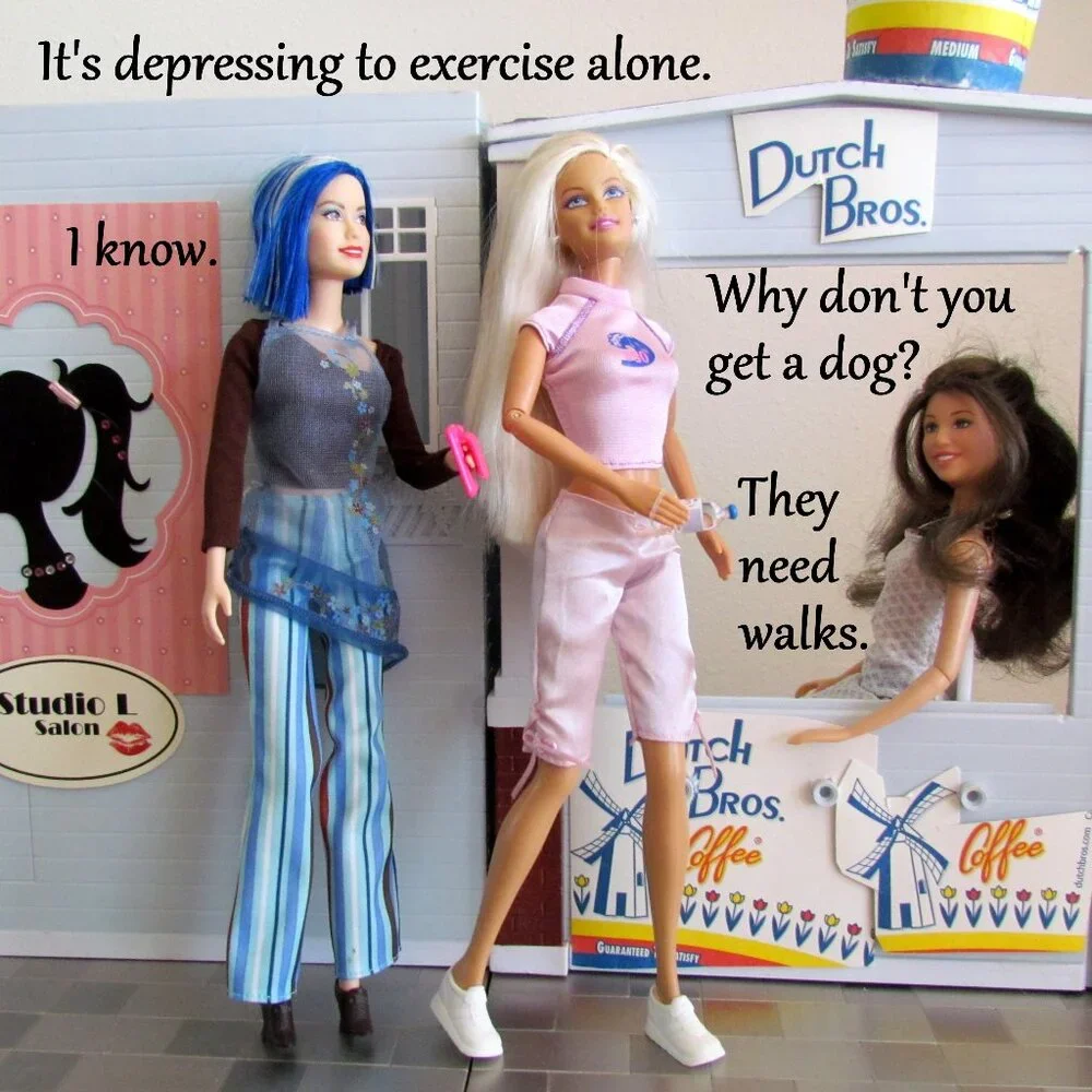 BARBIE + DOG, ARTICULATED DOLL w CLOTHES; SEE THEIR SWEET STORY!